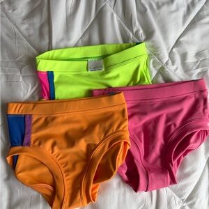 Bright Neon Swim Bottoms Trio - Lime, Pink, Orange